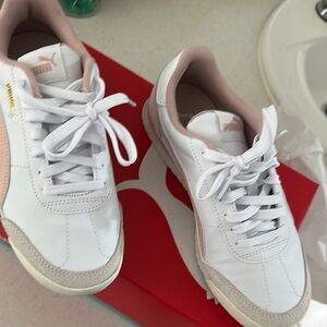 Puma White and Soft Pink Athletic Shoes